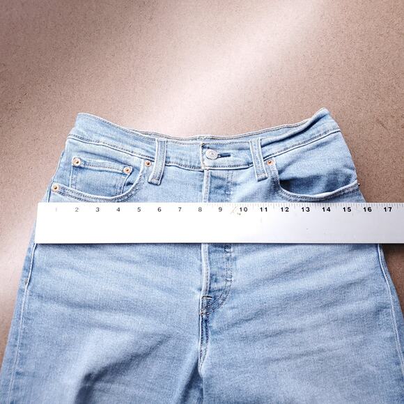 Levis Ribcage Jeans Women 27 Blue High Rise Button Fly Frayed Hem Retro Classic - Picture 5 of 13